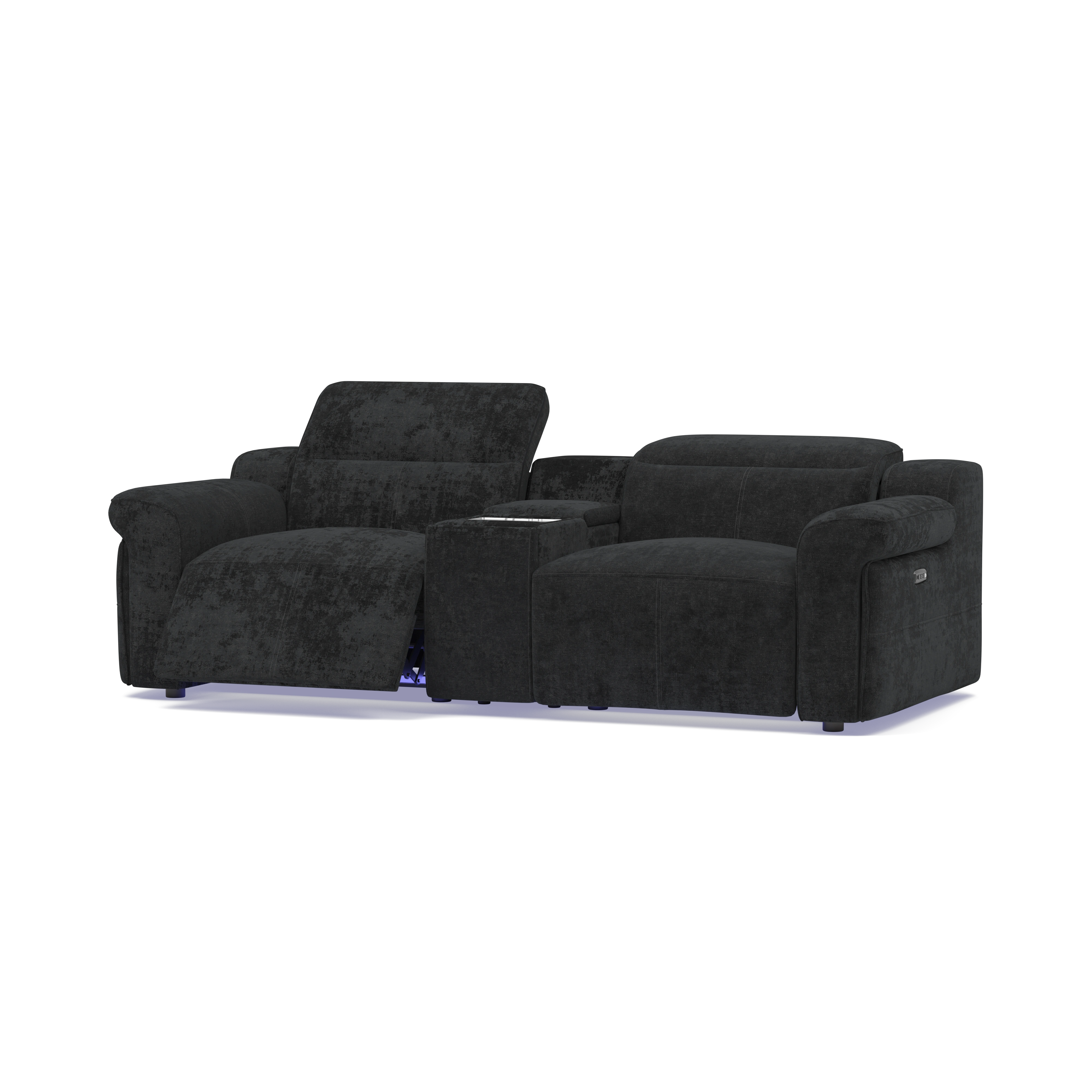 Empire 3 Seater Tech Cinema Console Sofa w/ Power Recliner & Headrest — 360° view