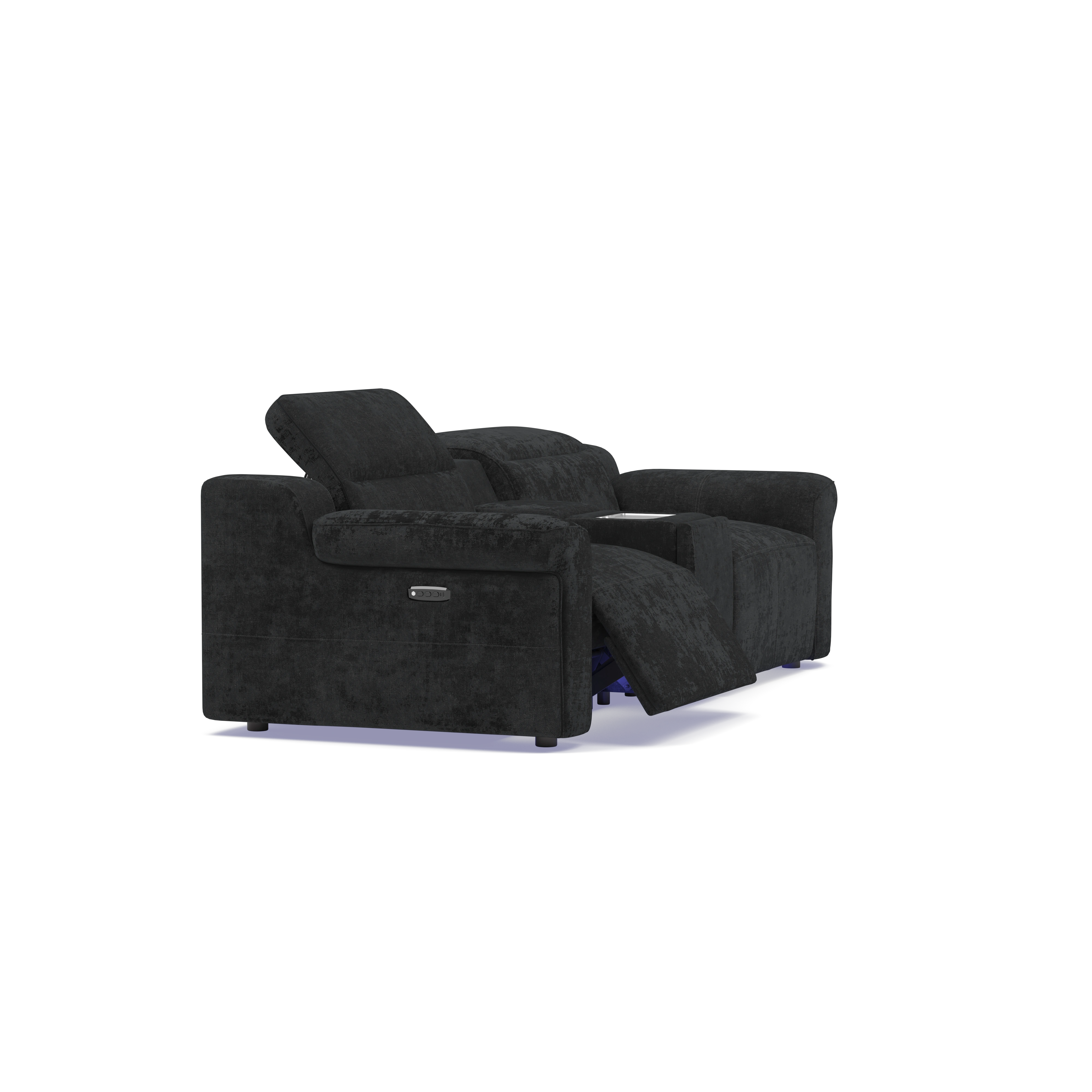 Empire 3 Seater Tech Cinema Console Sofa w/ Power Recliner & Headrest — 360° view