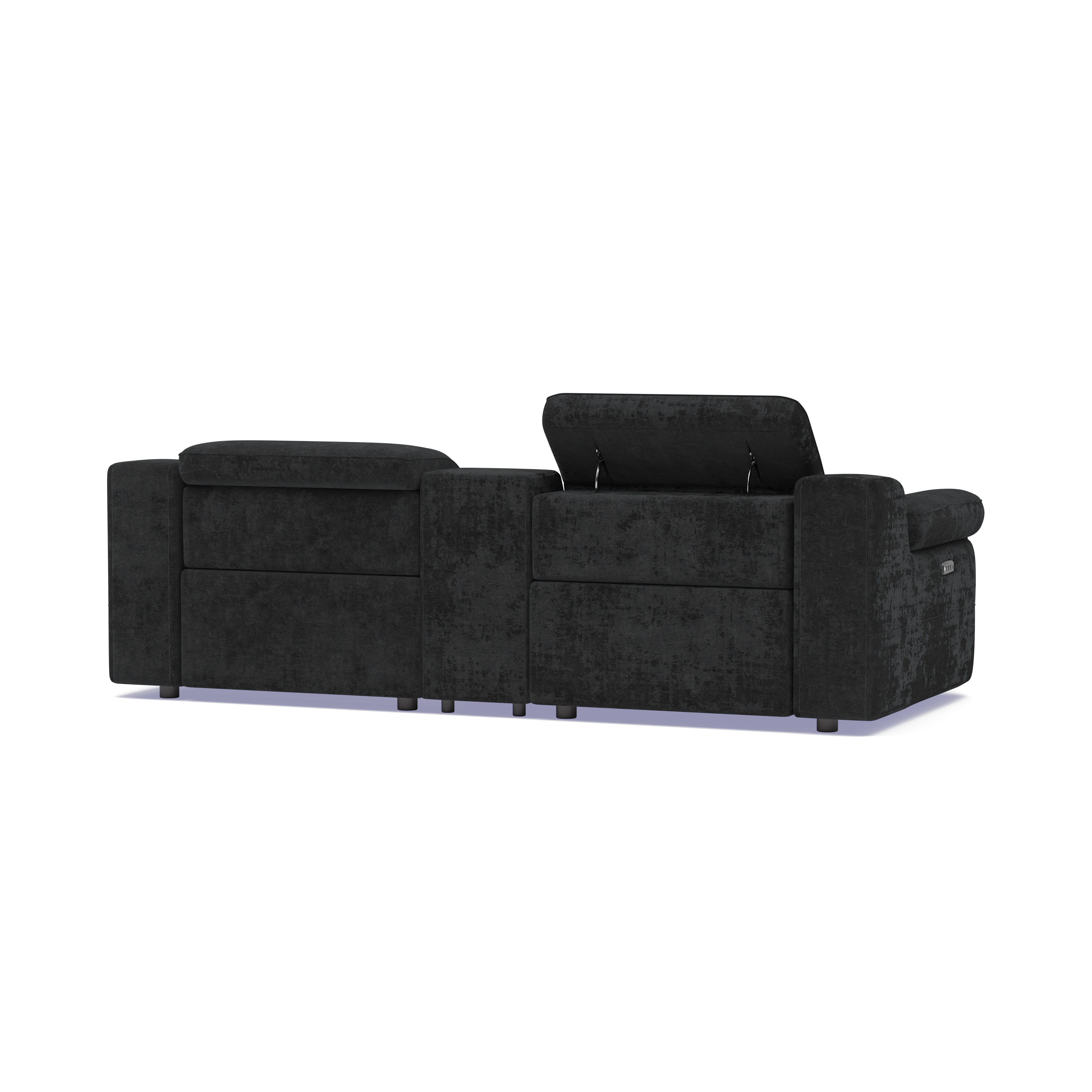 Empire 3 Seater Tech Cinema Console Sofa w/ Power Recliner & Headrest — 360° view